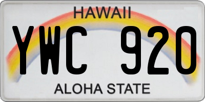 HI license plate YWC920