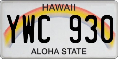 HI license plate YWC930