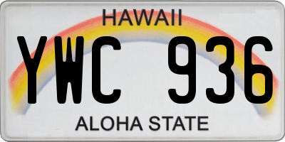 HI license plate YWC936
