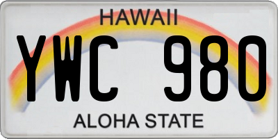 HI license plate YWC980