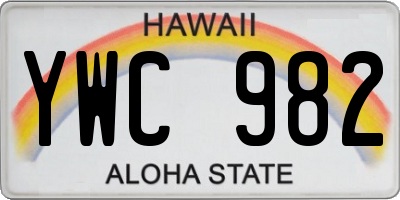 HI license plate YWC982