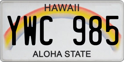 HI license plate YWC985