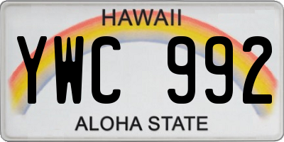 HI license plate YWC992
