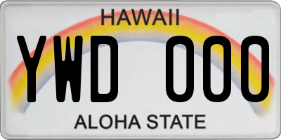 HI license plate YWD000