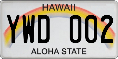 HI license plate YWD002