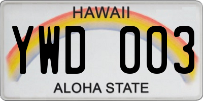 HI license plate YWD003