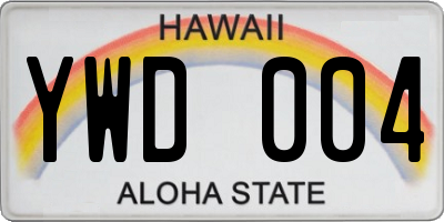 HI license plate YWD004