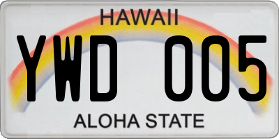 HI license plate YWD005