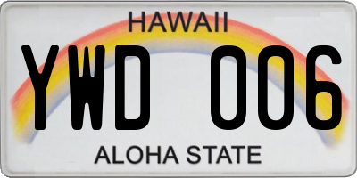 HI license plate YWD006