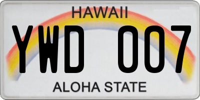 HI license plate YWD007