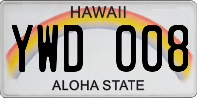 HI license plate YWD008