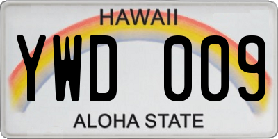 HI license plate YWD009
