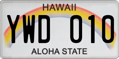 HI license plate YWD010
