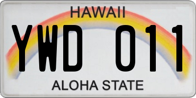 HI license plate YWD011