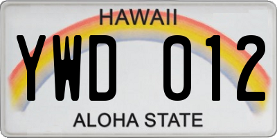 HI license plate YWD012