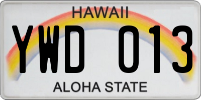HI license plate YWD013