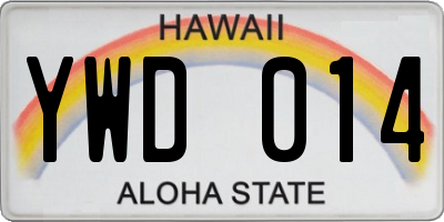 HI license plate YWD014