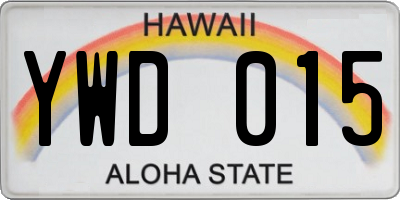 HI license plate YWD015