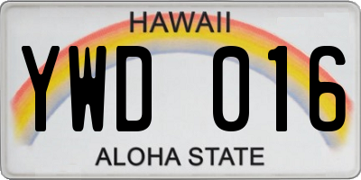 HI license plate YWD016