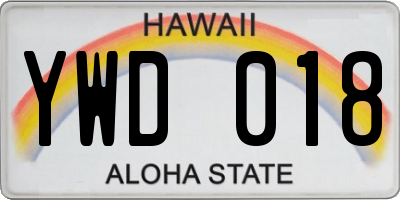 HI license plate YWD018