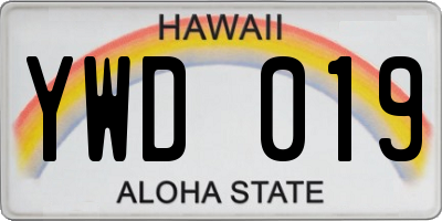 HI license plate YWD019