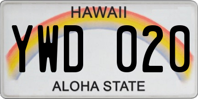 HI license plate YWD020
