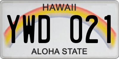 HI license plate YWD021