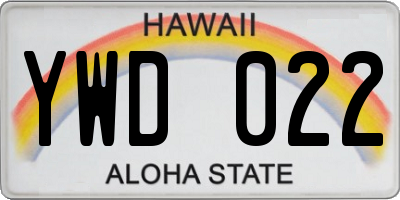 HI license plate YWD022