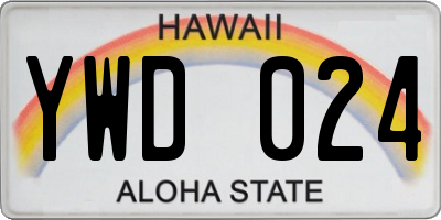 HI license plate YWD024