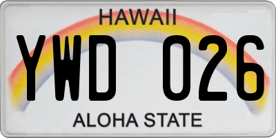 HI license plate YWD026