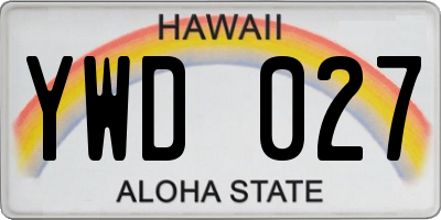 HI license plate YWD027