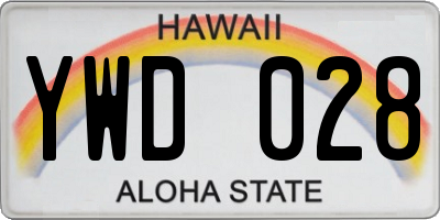 HI license plate YWD028