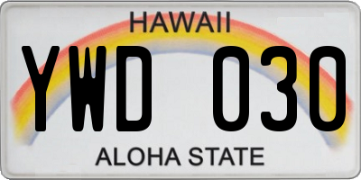 HI license plate YWD030