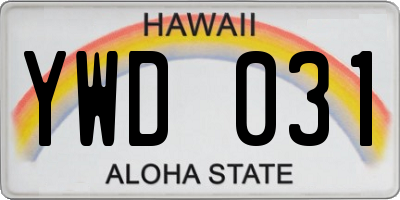 HI license plate YWD031