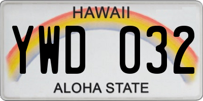 HI license plate YWD032
