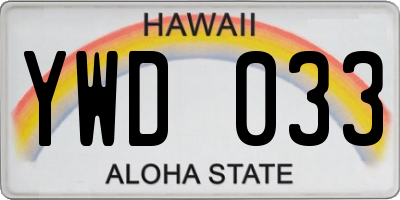 HI license plate YWD033
