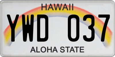 HI license plate YWD037