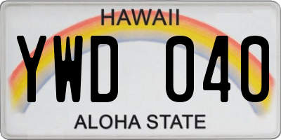 HI license plate YWD040