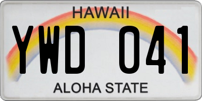 HI license plate YWD041