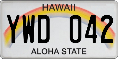 HI license plate YWD042