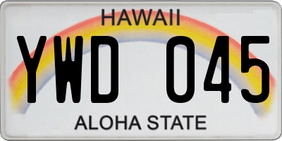 HI license plate YWD045