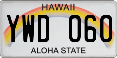 HI license plate YWD060