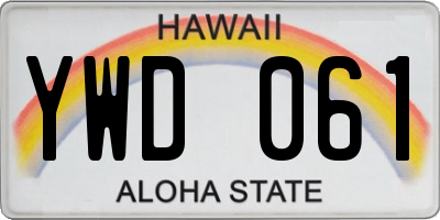 HI license plate YWD061