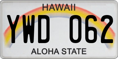 HI license plate YWD062