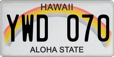 HI license plate YWD070