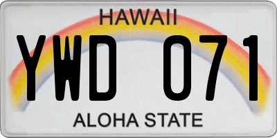 HI license plate YWD071