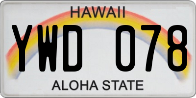 HI license plate YWD078