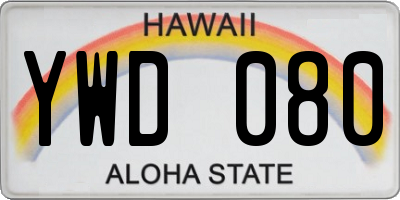 HI license plate YWD080