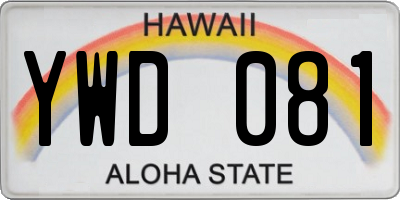 HI license plate YWD081