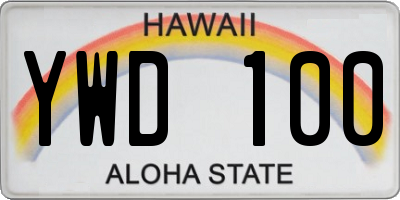 HI license plate YWD100